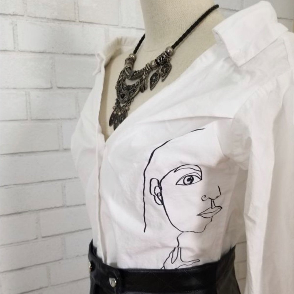 White off the shoulder button down blouse